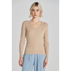 SVETER GANT STRETCH COTTON CABLE V-NECK žltá M