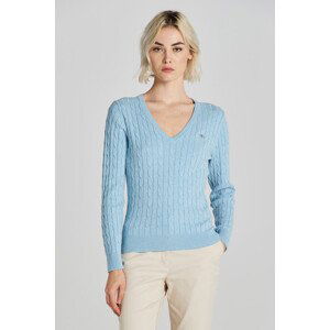 SVETER GANT STRETCH COTTON CABLE V-NECK modrá M