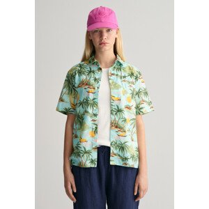 KOŠEĽA GANT PALM PRINT COTTON SS SHIRT TURQUOISE MIST