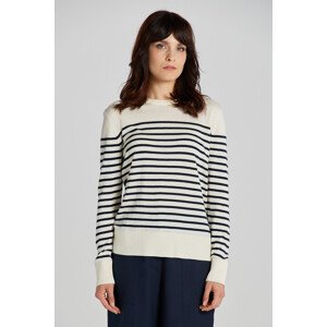 SVETER GANT FINE KNIT STRIPED C-NECK biela XS