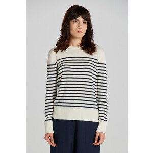 SVETER GANT FINE KNIT STRIPED C-NECK biela L