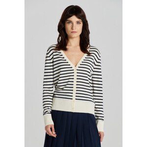 SVETER GANT FINE KNIT STRIPED CARDIGAN biela XS