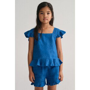 TOP GANT LINEN FRILL TOP LAPIS BLUE