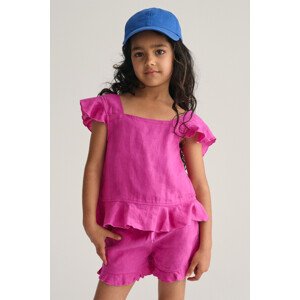 TOP GANT LINEN FRILL TOP BOLD VIOLET