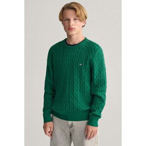 SVETER GANT SHIELD COTTON CABLE C-NECK zelená 134/140