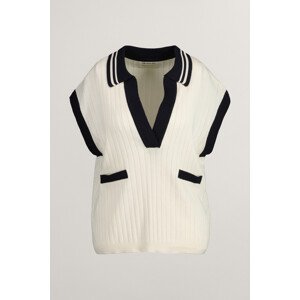 SVETER GANT RIB KNIT SLEEVELESS POLO biela XXS