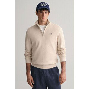 SVETER GANT STRUCTURED COTTON HALF ZIP hnedá 4XL