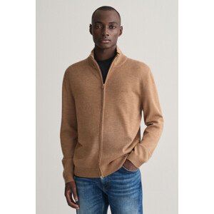 SVETER GANT EXTRAFINE MERINO WOOL ZIP CARDIGAN hnedá S