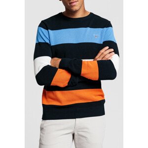 SVETER GANT O1. COTTON PIQUE MULTISTRIPE CREW modrá 4XL