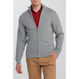 SVETER GANT D1. COTTON TEXTURE FULLZIP šedá L