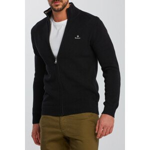 SVETER GANT COTTON PIQUE ZIP CARDIGAN čierna XXXL