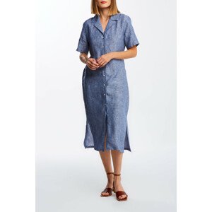 ŠATY GANT D2. LINEN CHAMBRAY SS SHIRT DRESS modrá 40