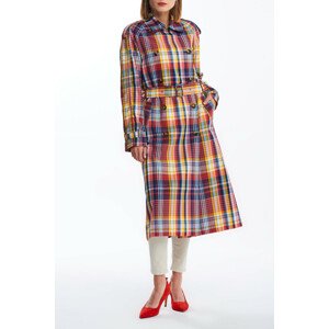 KABÁT GANT D1. OVERSIZED CHECKED TRENCH COAT červená S