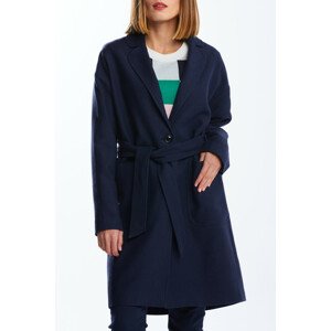 KABÁT GANT D1. FLUID LINEN BLEND BELTED COAT modrá XS