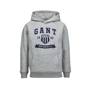 MIKINA GANT D2. NEW HAVEN BANNER HOODIE šedá 134/140