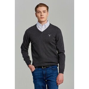 SVETER GANT COTTON WOOL V-NECK šedá S