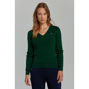 SVETER GANT STRETCH COTTON CABLE V-NECK zelená XS