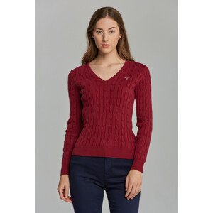 SVETER GANT STRETCH COTTON CABLE V-NECK červená XS