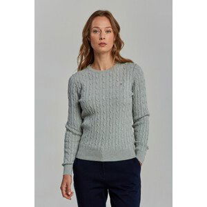 SVETER GANT STRETCH COTTON CABLE C-NECK šedá XS