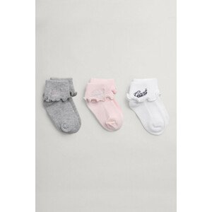 PONOŽKY GANT D1. SCRIPT RIBBED SOCKS 3-PACK šedá 16/18