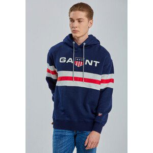 MIKINA GANT D1. GANT RETRO SHIELD RELAXED HOOD modrá L