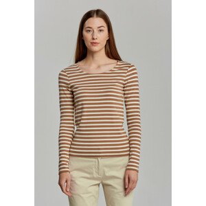 TRIČKO GANT 1X1 RIB STRIPED LS T-SHIRT hnedá XS