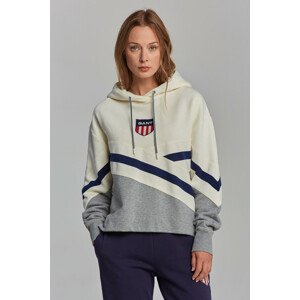 MIKINA GANT D1. GANT RETRO SHIELD TAPE HOODIE šedá S