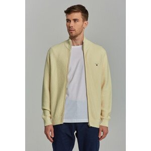 SVETER GANT TRIANGLE TEXTURE FULLZIP biela XXL