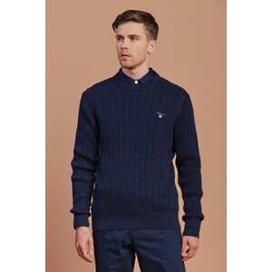 SVETER GANT D1. COTTON CABLE C-NECK modrá XL