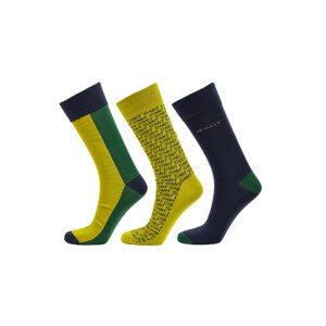 PONOŽKY GANT D1. COLOR MIXED SOCKS 3-PACK zelená None