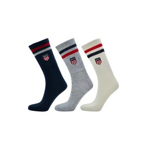 PONOŽKY GANT D1. RETRO SHIELD SOCKS 3-PACK biela 31/33