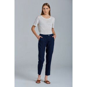 NOHAVICE GANT D2. STRETCH LINEN TAPERED PANTS modrá 38