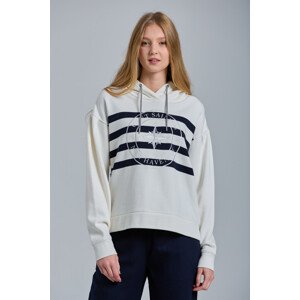 MIKINA GANT D1. EMBROIDERED STRIPE HOODIE biela S