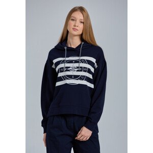 MIKINA GANT D1. EMBROIDERED STRIPE HOODIE modrá XXL