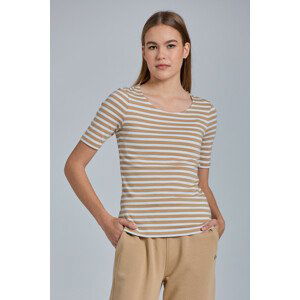 TRIČKO GANT STRIPED 1X1 RIB LSS T-SHIRT hnedá M