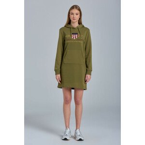 MIKINOVÉ ŠATY GANT ARCHIVE SHIELD HOODIE DRESS zelená M