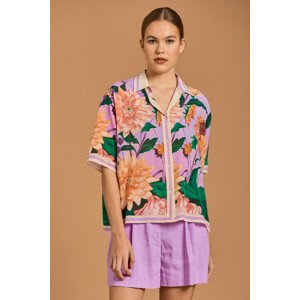 KOŠEĽA GANT D2. DAHLIA PRINT SILK SS SHIRT fialová 44