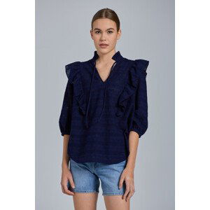 TOP GANT D2. BRODERIE ANGLAISE TOP modrá 36