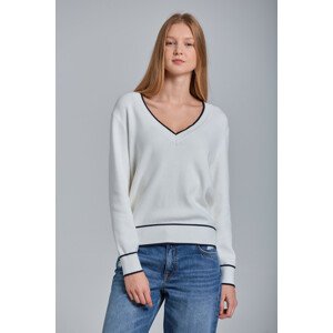 SVETER GANT D1. CONTRAST BORDER V-NECK biela M