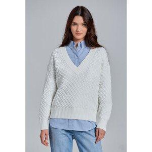 SVETER GANT D1. TEXTURE COTTON V-NECK biela S