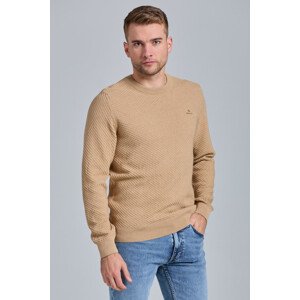 SVETER GANT D1. COTTON TEXTURE C-NECK hnedá XXL