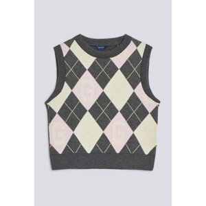 PLETENÁ VESTA GANT D2. ARGYLE KNIT VEST šedá 176