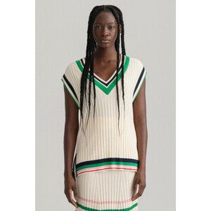 PLETENÁ VESTA GANT D1. STRIPED RIB KNIT VEST biela S