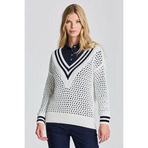 SVETER GANT D1. OPEN KNIT V-NECK biela L