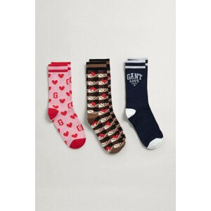 PONOŽKY GANT CV. COLLEGIATE HEART SOCKS 3-PACK ružová 36/38