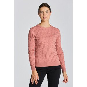 SVETER GANT STRETCH COTTON CABLE C-NECK ružová M