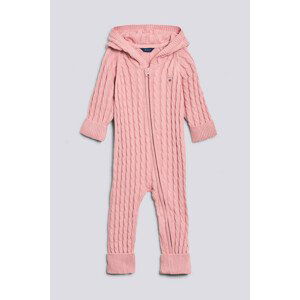 DETSKÁ KOMBINÉZA S KAPUCŇOU GANT D1. COTTON CABLE ZIP COVERALL ružová 74