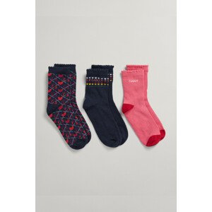 PONOŽKY GANT D1. HEART SOCKS 3-PACK modrá 19/21