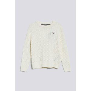 SVETER GANT COTTON CABLE C-NECK biela 98/104