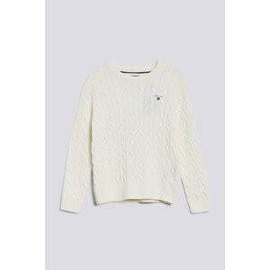 SVETER GANT COTTON CABLE C-NECK biela 122/128